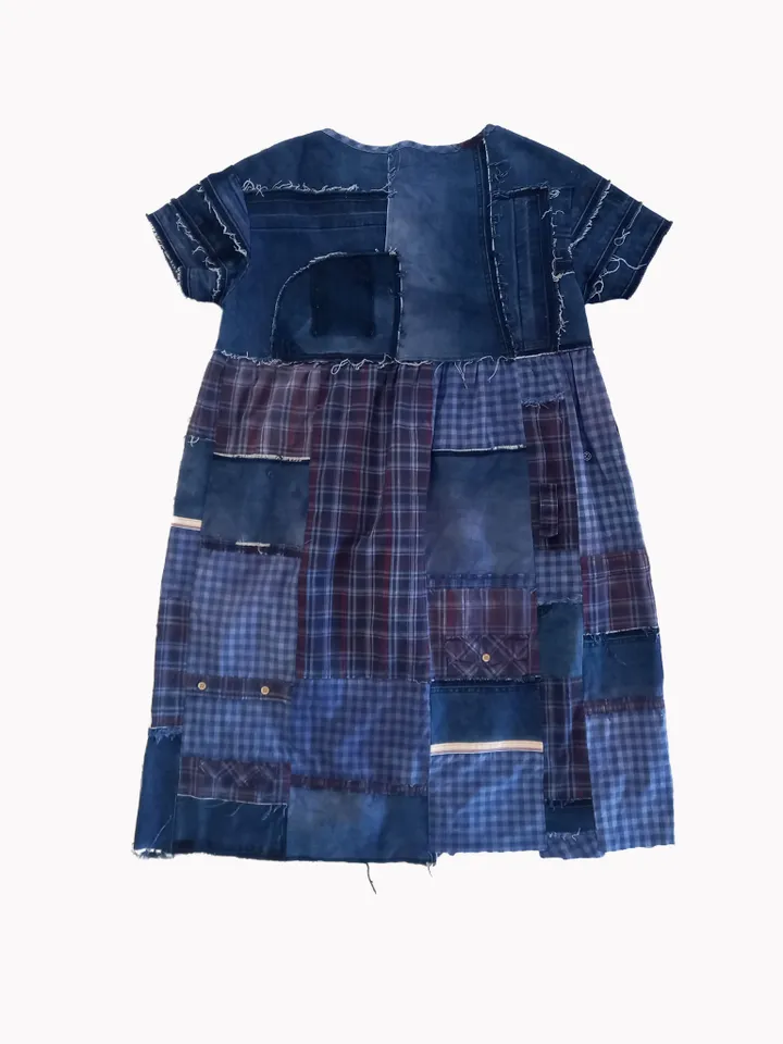Boho style denim dress by recycled jeans and shirts