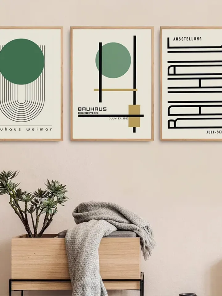 Bauhaus poster set of 18, premium printable, wall art prints, mid century modern, minimalist abstract geometric bundle, digital download art