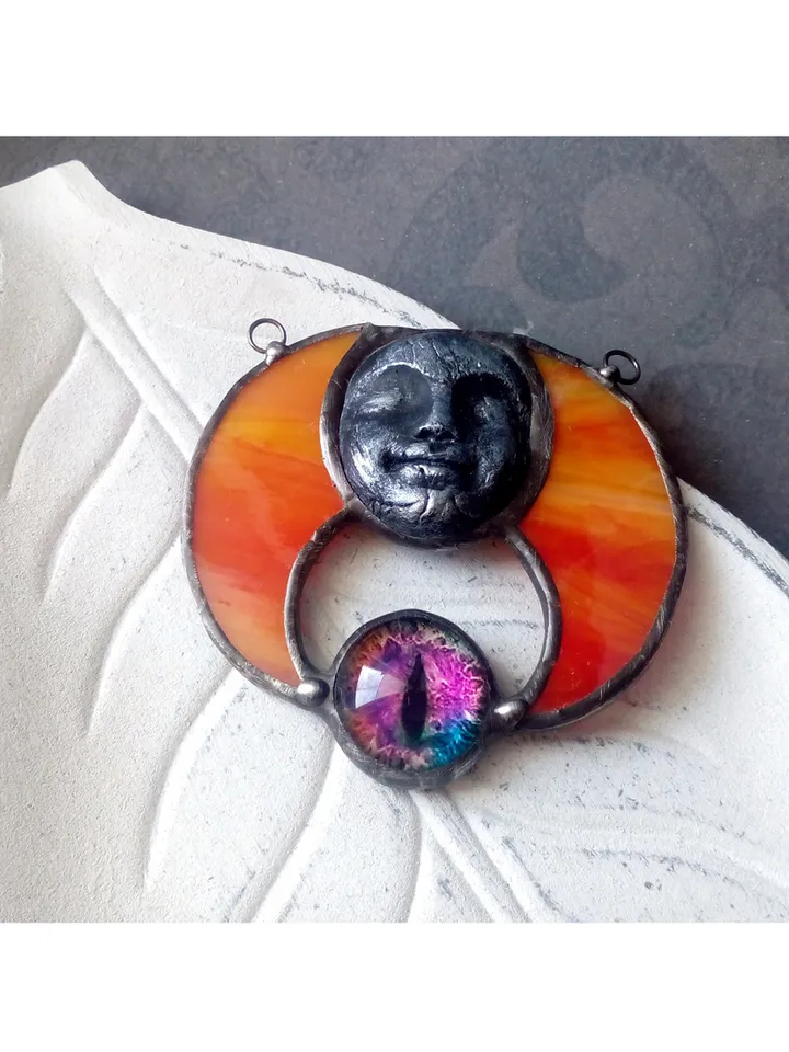 Moon crescent necklace, blood moon necklace, black lilith, soldered crescent, Halloween moon, witchy aesthetic