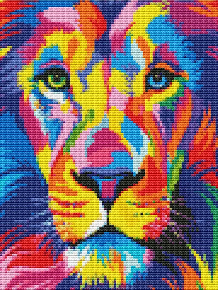 Lion Cross Stitch Pattern / Animal Cross Stitch Pattern / Abstract Cross Stitch Pattern / King PDF Cross Stitch Chart