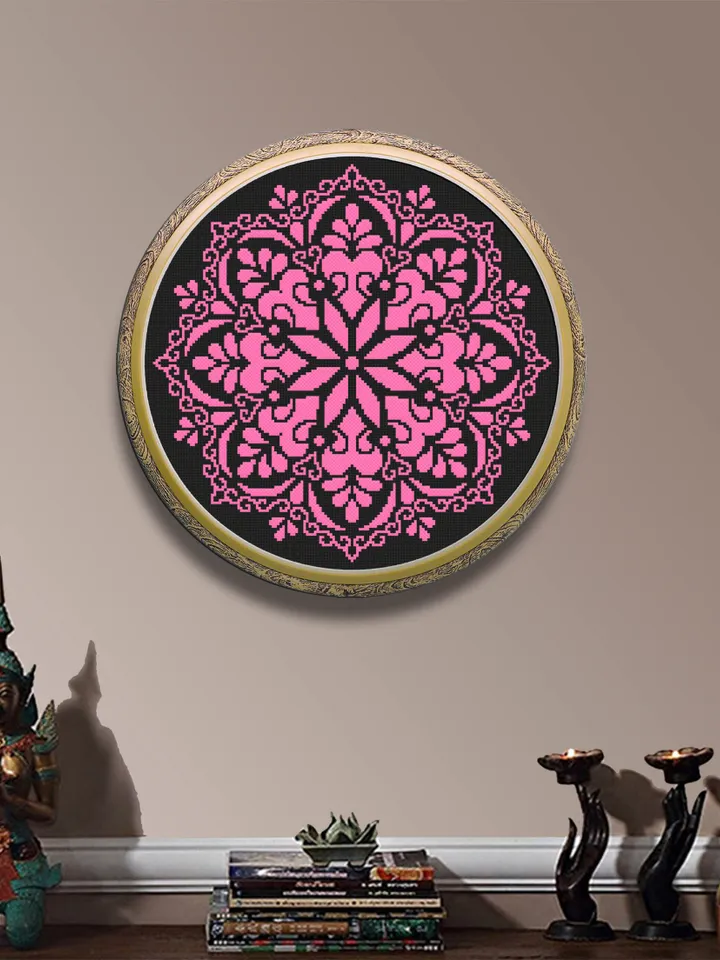 Mandala cross stitch pattern download PDF Monochrome cross stitch Flower mandala ornament cross stitch chart Easy mandala digital PDF #M114