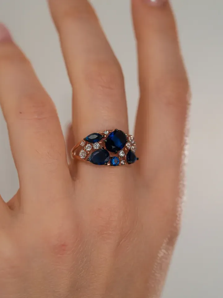Ring Silver 925 with corundum and sapphire