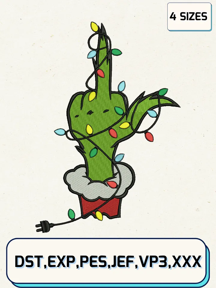 Grinch Hand Christmas Lights Embroidery Design,Christmas Embroidery Designs,Machine Embroidery Files,Grinch Embroidery Design,4 Sizes
