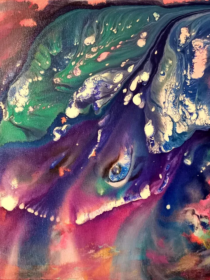 Sea Art Original Oil Painting Abstract Ocean Stingray Fish Underwater Artist Svinar Oksana