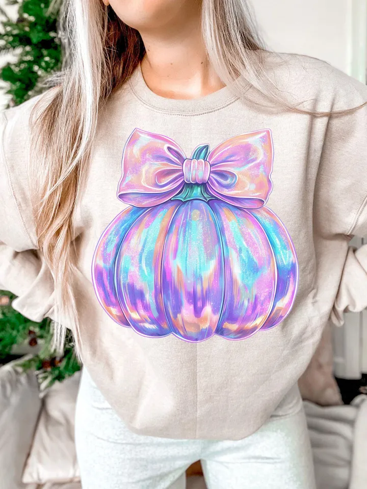 Iridescent Fall Pumpkin PNG, Coquette Halloween Design, Iridescent Pumpkin Design, Halloween PNG, Girly Halloween Png, Fall Pumpkin Png