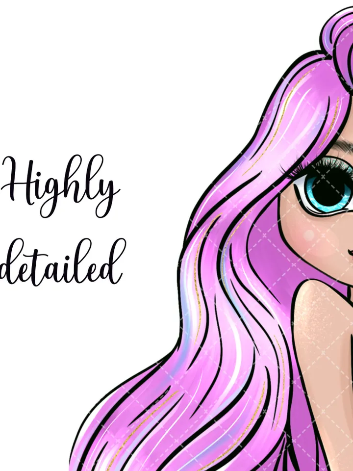 Pretty Purple Mermaid Clipart, Mermaid Birthday Clipart, Summer Girl Clipart, Cute Planner Stickers, Mermaid Nursery Decor Clipart