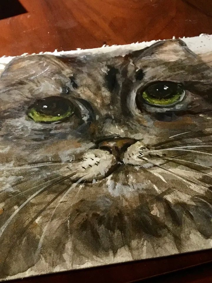 Grey cat original watercolour painting,watercolour animals painting,cat lovers gifts.