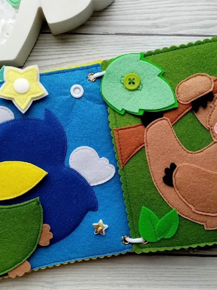 Animals Felt Quiet book Pattern PDF, Felt activity book pattern, Baby Soft book template, Quiet book sewing ideas for toddler