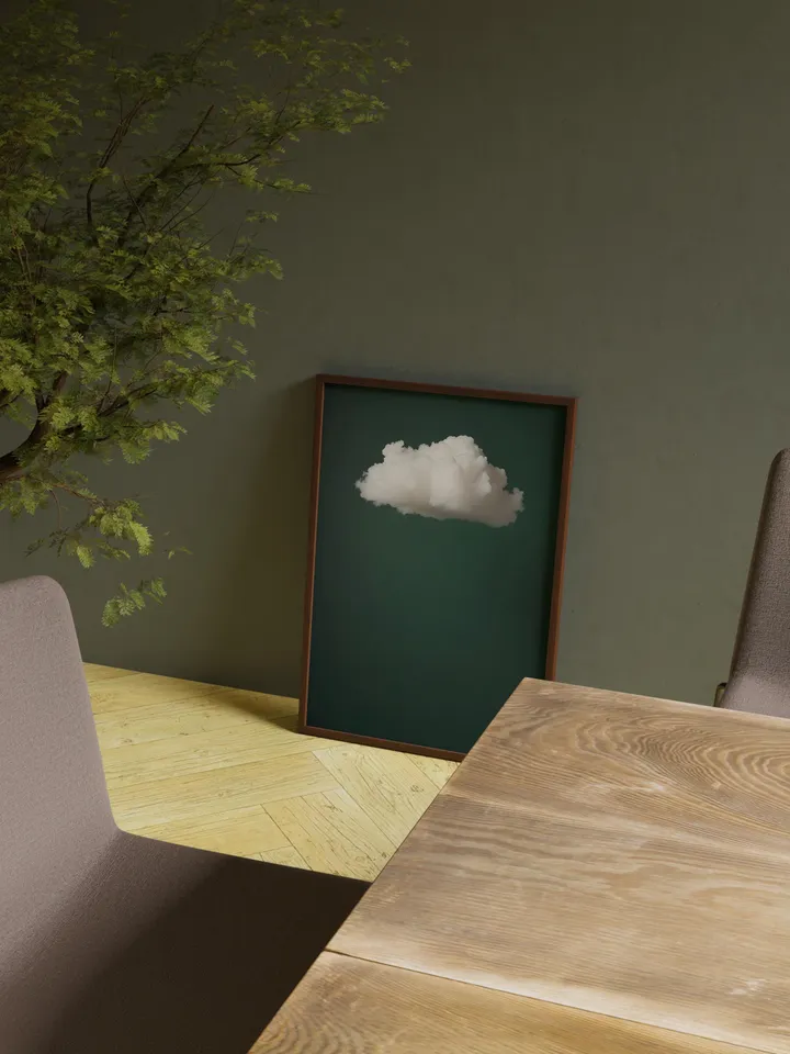Emerald Green Cloud Wall Art Print, Bedroom Wall Decor Over the Bed Art, Above Bed Decor, Bedroom Decor, Abstract, Minimalist, Dark Green