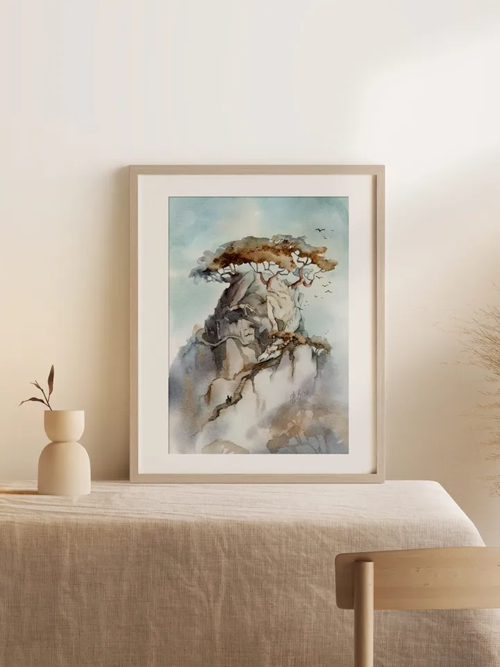 Dragon Mountain Fantasy painting Original art by Yulia Evsyukova