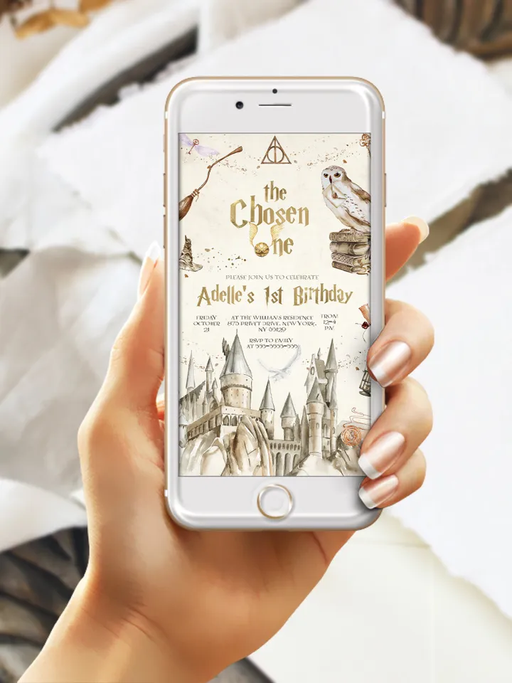 The Chosen One Invitation; Wizard Birthday Party; Magic School 1st Birthday Invitation Template; Editable Wizarding World Invitation; Wms12