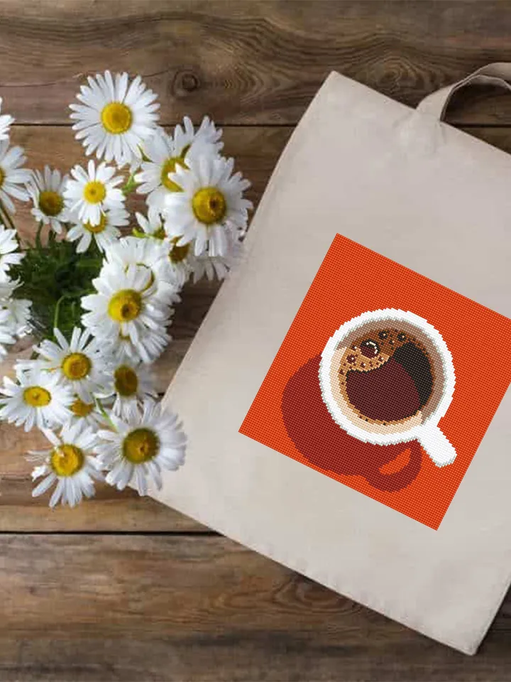 Coffee cross stitch pattern PDF download Kitchen cross stitch chart, Small coffee cup beginner embroidery PDF, Funny Coffee home decor #F15
