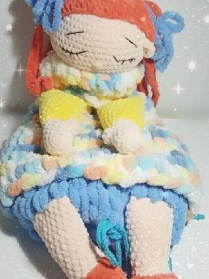 PDF Crochet Doll Pattern, Pajamas Holder, Plush Doll, Big Plush Toy, Amigurumi pajama bag, tutorial Sleeping bag pattern, plush pattern
