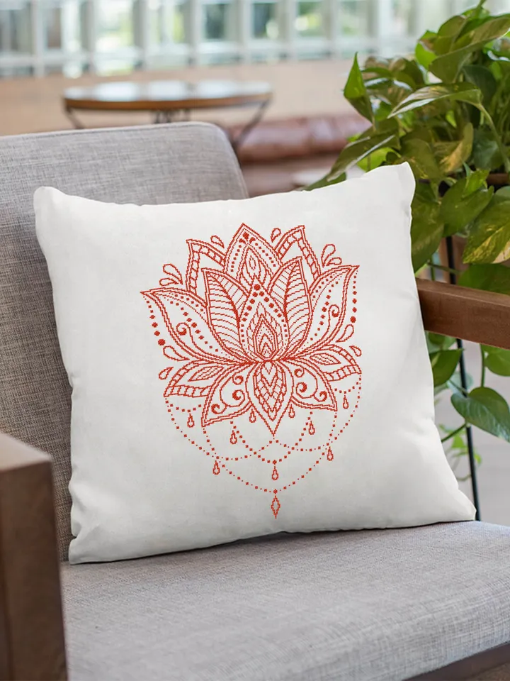 Flower lotus mandala cross stitch pattern download PDF Floral ornament cross stitch chart, Monochrome mandala pattern digital PDF #M96