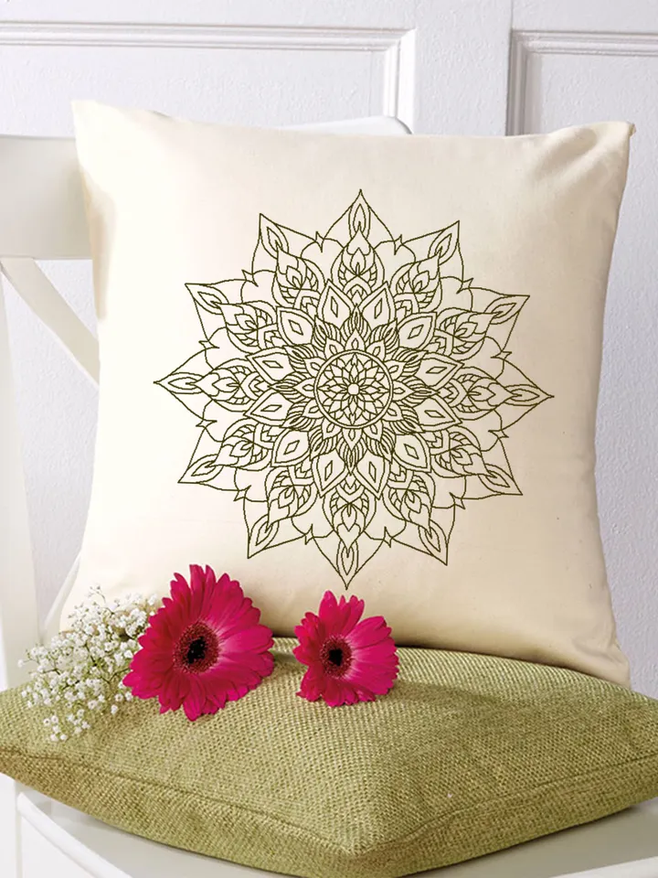 Flower mandala blackwork pattern PDF, Blackwork mandala embroidery download PDF, Mandala ornament Backstitch chart, Mandala cross stitch #W6