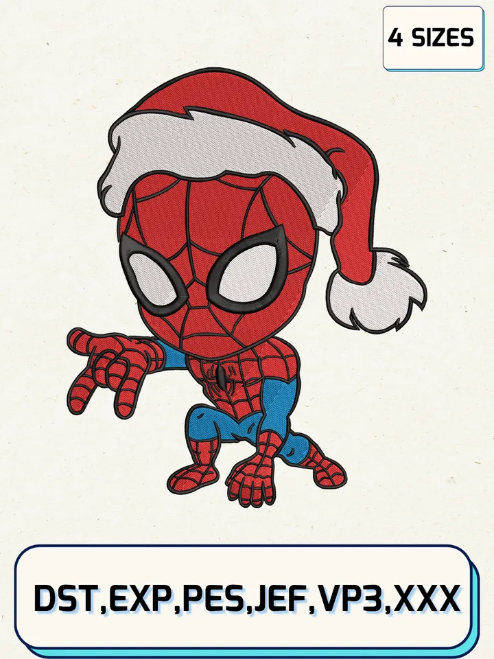 SpiderMan Santa Christmas Embroidery Design,Christmas Embroidery Designs,Machine Embroidery Files,SpiderMan Embroidery Design,4 sizes