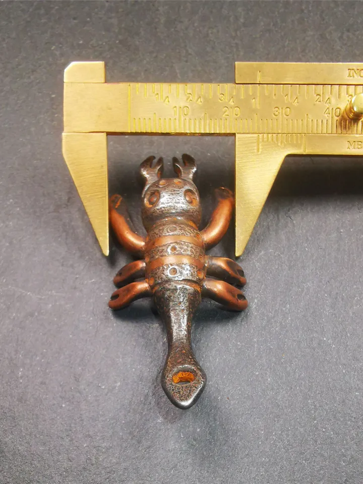 Gandhanra Handmade Tibetan Amulet,Scorpion Guru of Padmasambhava, Buddhist Scorpion Totem Pendant, Made of Cold Iron,2.28&quot;