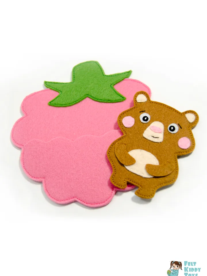 Bear in Raspberry, PDF Pattern and Tutorial, SVG files