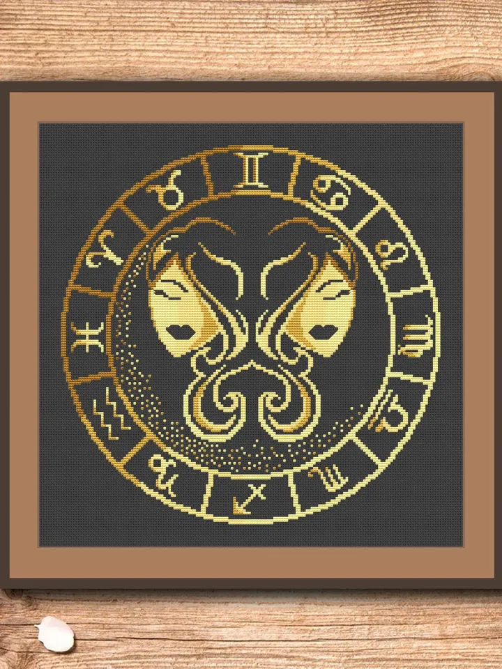 Gemini Cross Stitch Pattern, Zodiac Cross Stitch, Embroidery Zodiac, Aries Pattern, Signs of the Zodiac Pattern, Modern Cross Stitch #zdc003