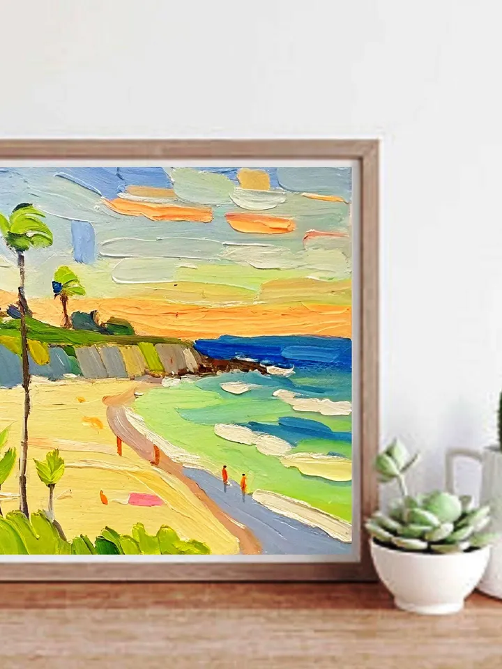 Carmel Beach Painting Seascape Original Art Monterey Abstract landscape Impasto Oil Painting Gift by ArtProkopaloSv