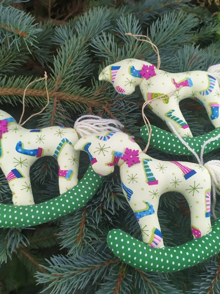 Christmas decorations, 3pcs/ Textile horse/ Christmas present