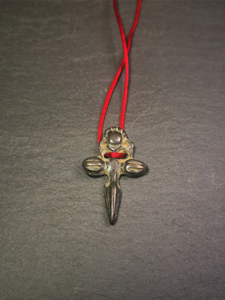 Gandhanra Vintage Phurba Amulet,Kila(Dorje Phurba) Pendant,Tibetan Budhist Ritual Implement,made of Thokcha,60 Years Old
