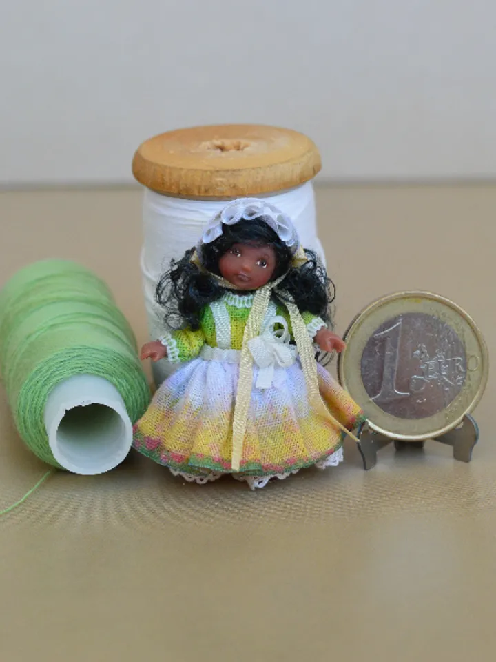 Miniature doll in 24th scales. Handmade doll toy. Miniature for dollhouse.