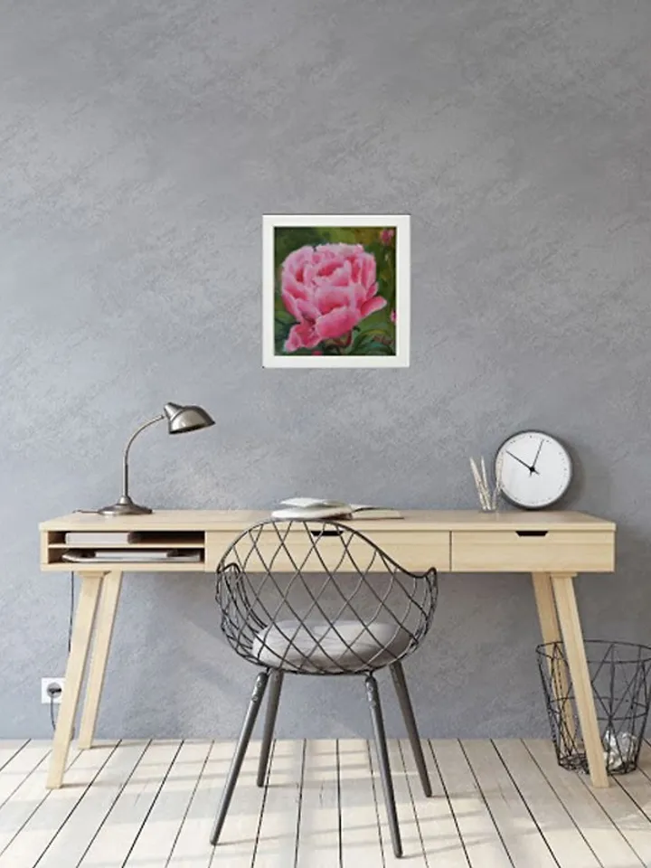 Peony Painting Floral Original Art 牡丹画 Flower Oil Painting Impasto Art