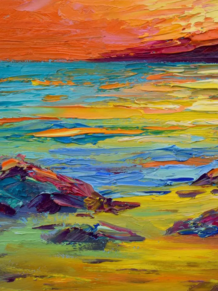 Seascape oil painting original art on canvas Hawaiian Coast art Beach painting 8 by 8 inch