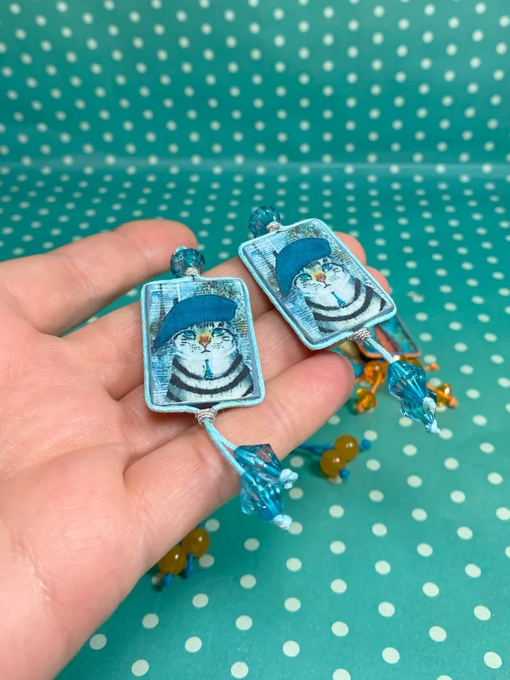 Handmade earrings. Designer jewelry. Bright, Funny, amusing earrings.