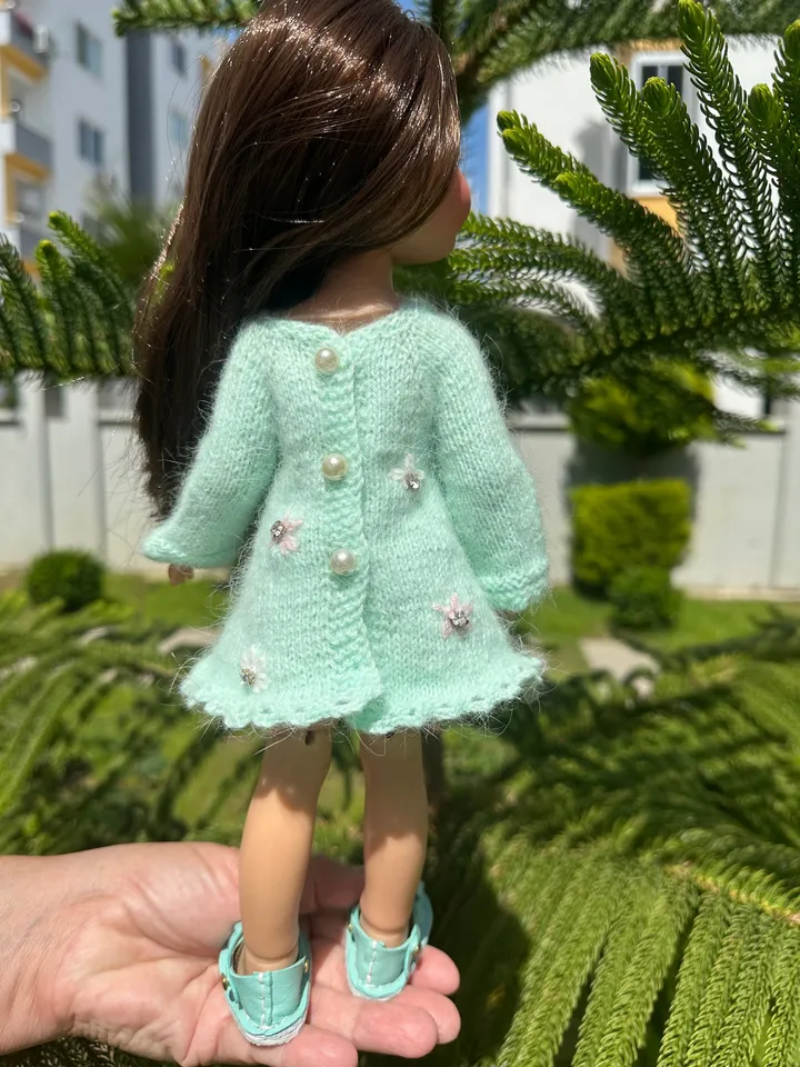 Paola Reina Doll 2 ITEMS Set: Exclusive Handmade Outfit - Dress with rhinestones, boots with bow - ooak outfit