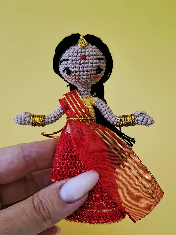 Crochet indian baby doll. indian handmade gift. amigurumi indian doll.