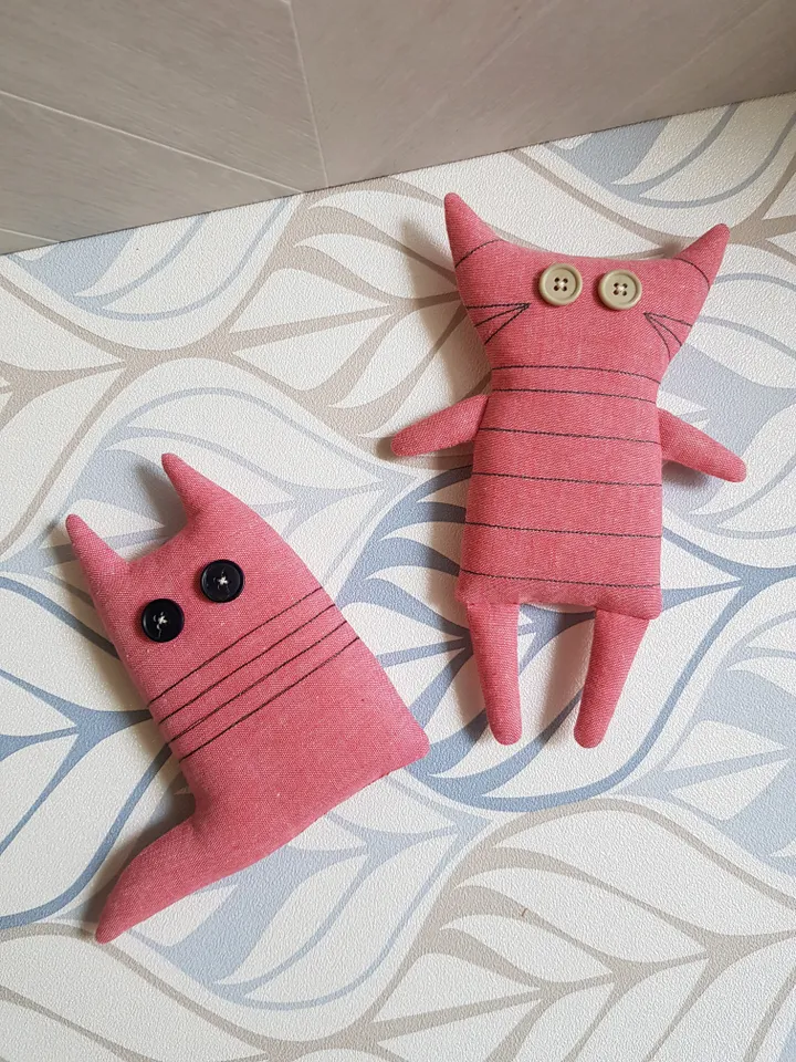Pink Cat sewing pattern PDF, digital tutorial in English, Rag doll diy