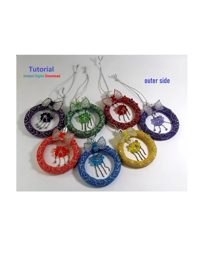 Tutorial Beading Christmas tree decoration,New Year's decor for home-office. Bead Rope, Instant Download, PDF