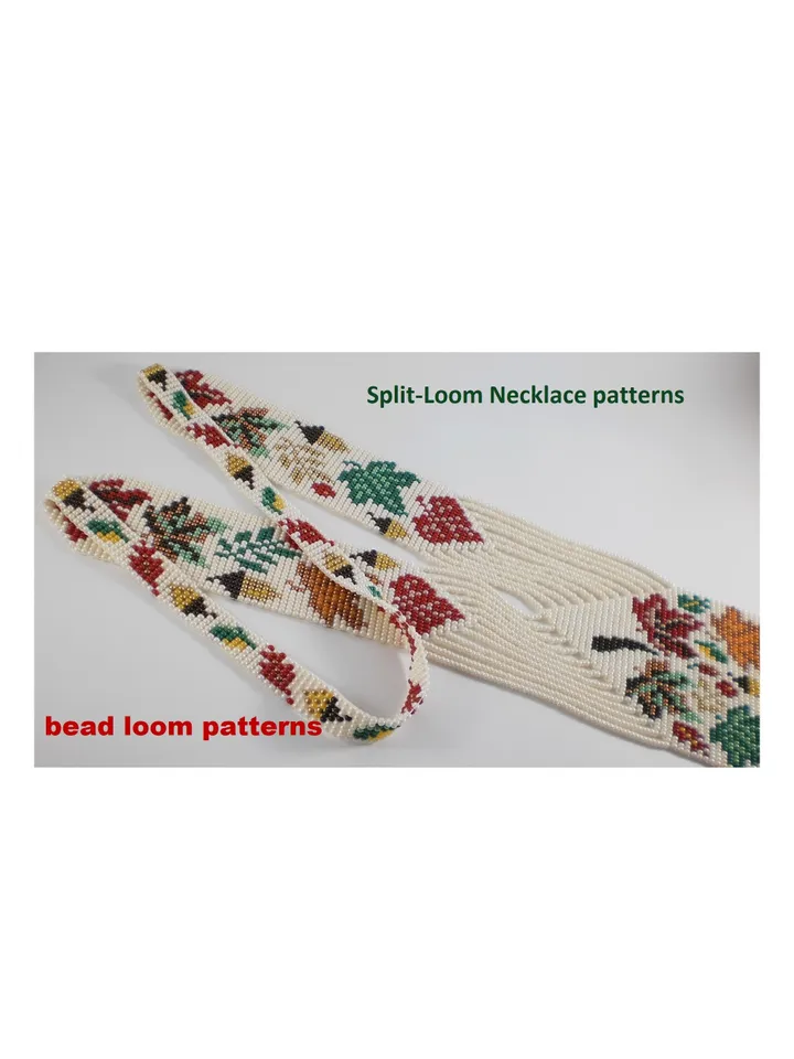 Bead loom patterns, schemes for a Gerdan-Split-Loom Necklace, Beading Loom only Pattern, Instant Download, PDF