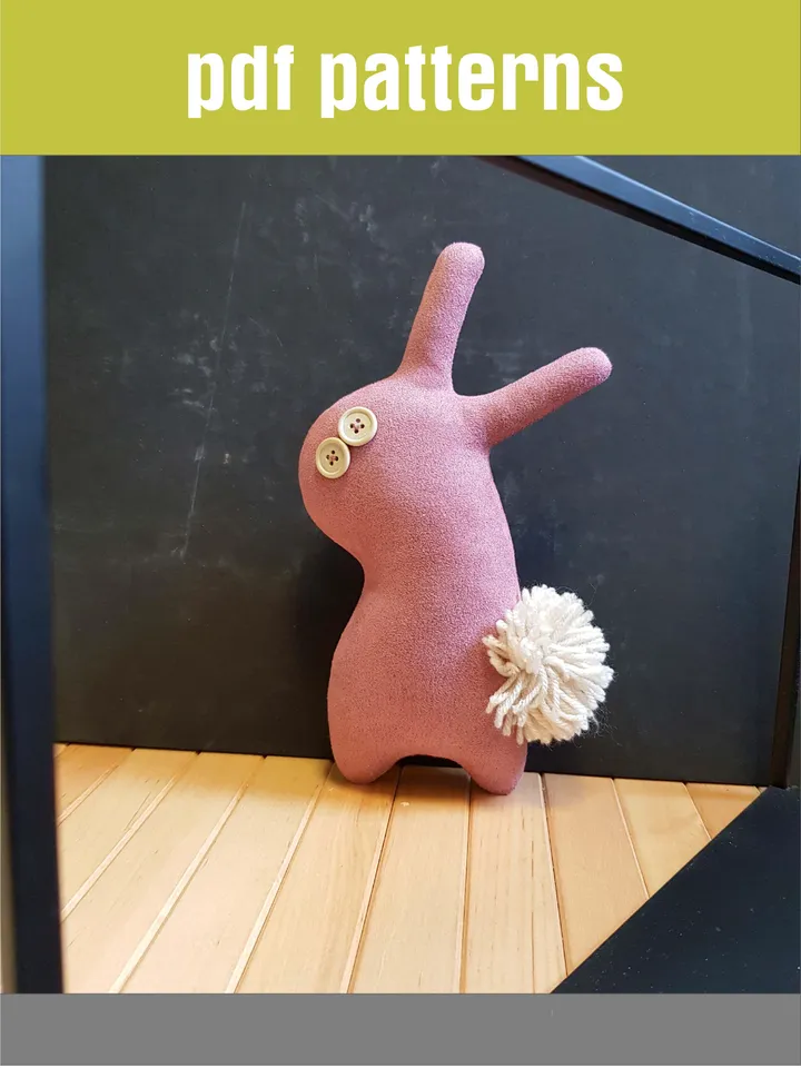 Bunny doll sewing pattern PDF digital tutorial in english, stuffed animal sewing diy