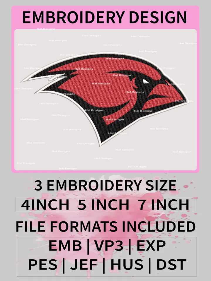 NCAA Incarnate Word Cardinals Embroidery File, 3 Sizes, 6 Formats, NCAA Machine Embroidery Design, NCAA Logo, NCAA Teams
