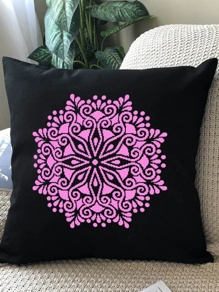 Mandala cross stitch pattern download PDF Flower mandala pattern digital Monochrome cross stitch chart Floral ornament embroidery PDF #M104