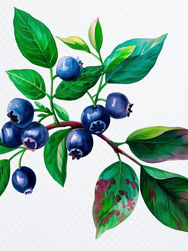 16 Blueberry PNG Clipart, Printable Watercolor Blueberry for sublimation, Blueberry Stem Print, Digital download, Paper craft, junk journals
