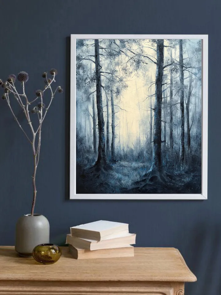 Forest Original Painting Oil Landscape Foggy Forest Wall Art
