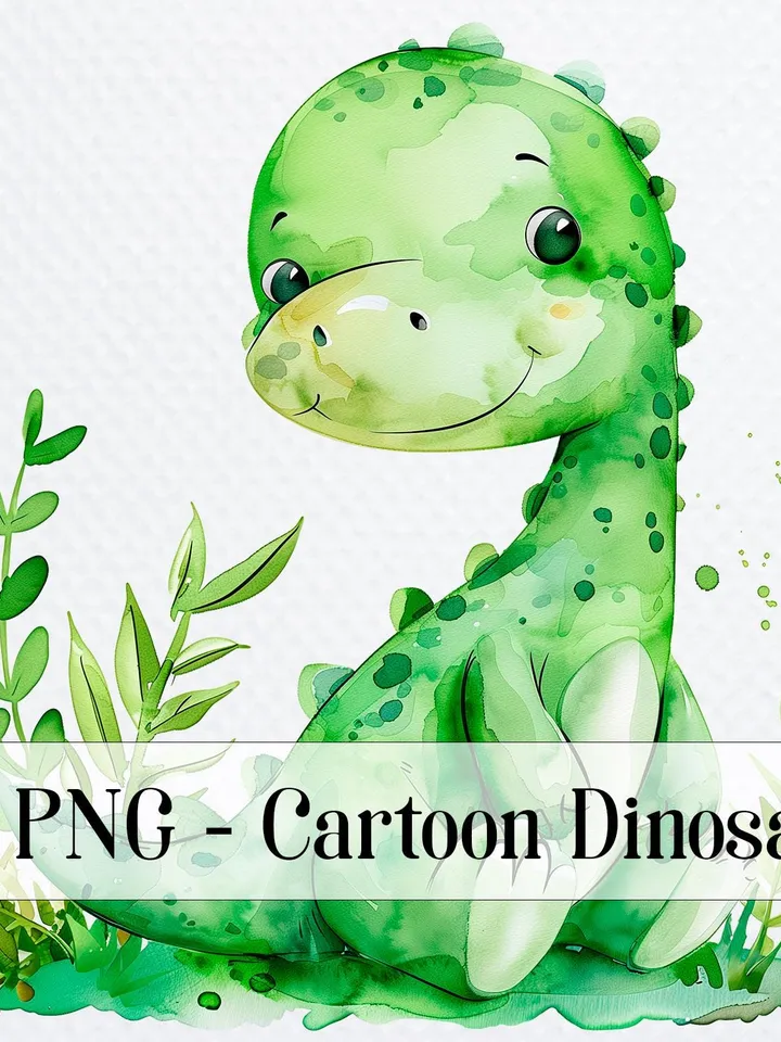 24 Cartoon Dinosaur PNG Bundle, Baby Dinosaur Watercolor clipart for sublimation, High Quality PNGs, Digital Paper craft, junk journals