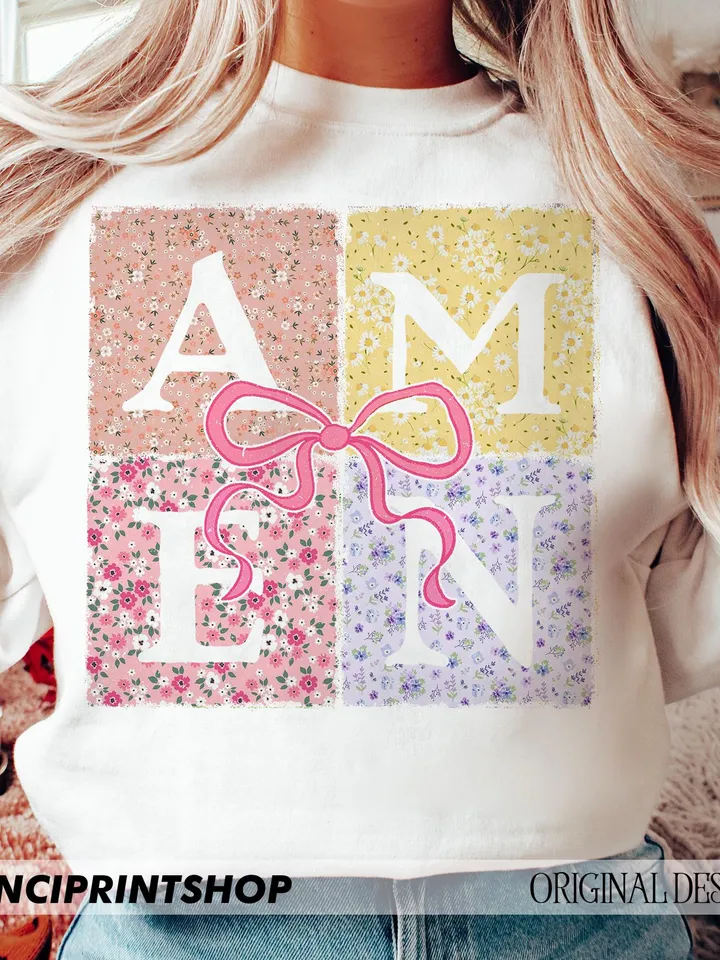 Amen coquette bow png, floral amen png, floral easter png, easter png, easter christian png, floral spring png, easter bible verses png