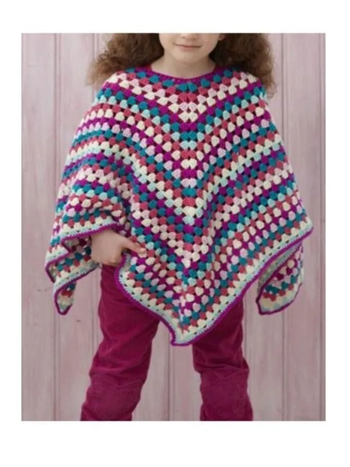 Poncho kids crochet pattern, easy crochet poncho, kids children poncho 4-8 years pdf