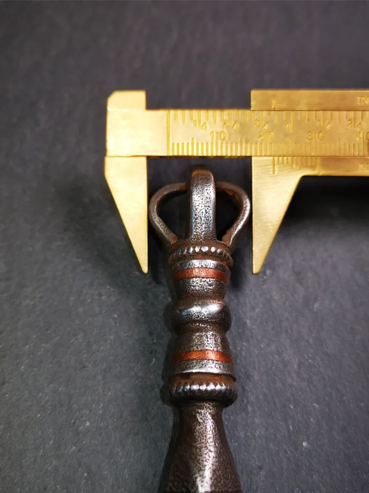 Gandhanra Handmade Tibetan Buddhist Ritual Implement - Kila -Dorje Phurba,Made of Cold Iron inlaid with Copper,5.1&quot;