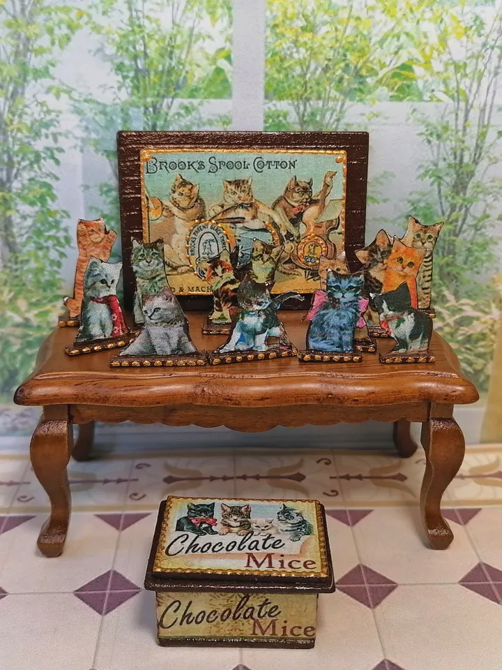 Kit for a dollhouse. Cat's house. Scale 1:12.