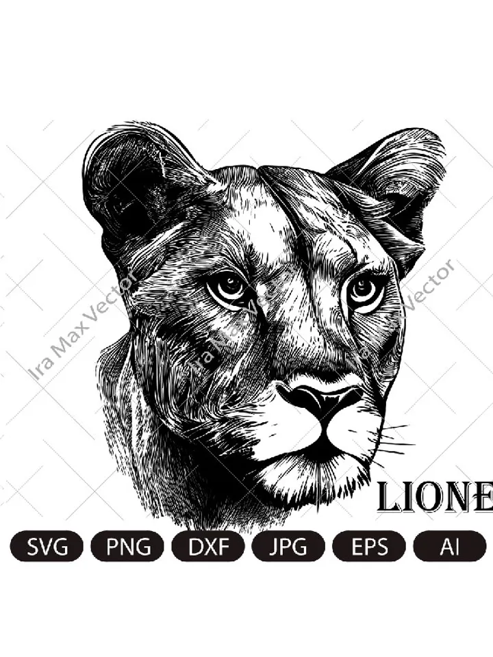 Lioness svg, Lioness head SVG, Lion face Svg, Wild cat Svg, Lion silhouette, Lioness portrait Svg, wild Lioness Svg