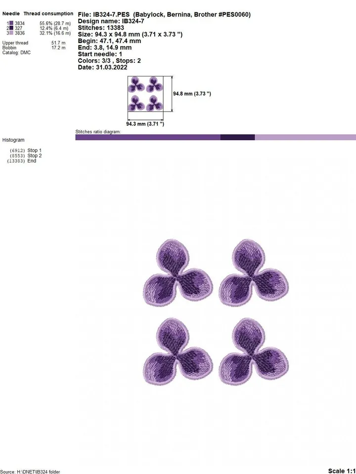 Set ofsix designs Violets with 3Delements machine embroidery design digital embroidery pattern home andclothing décor embroidery motif loral