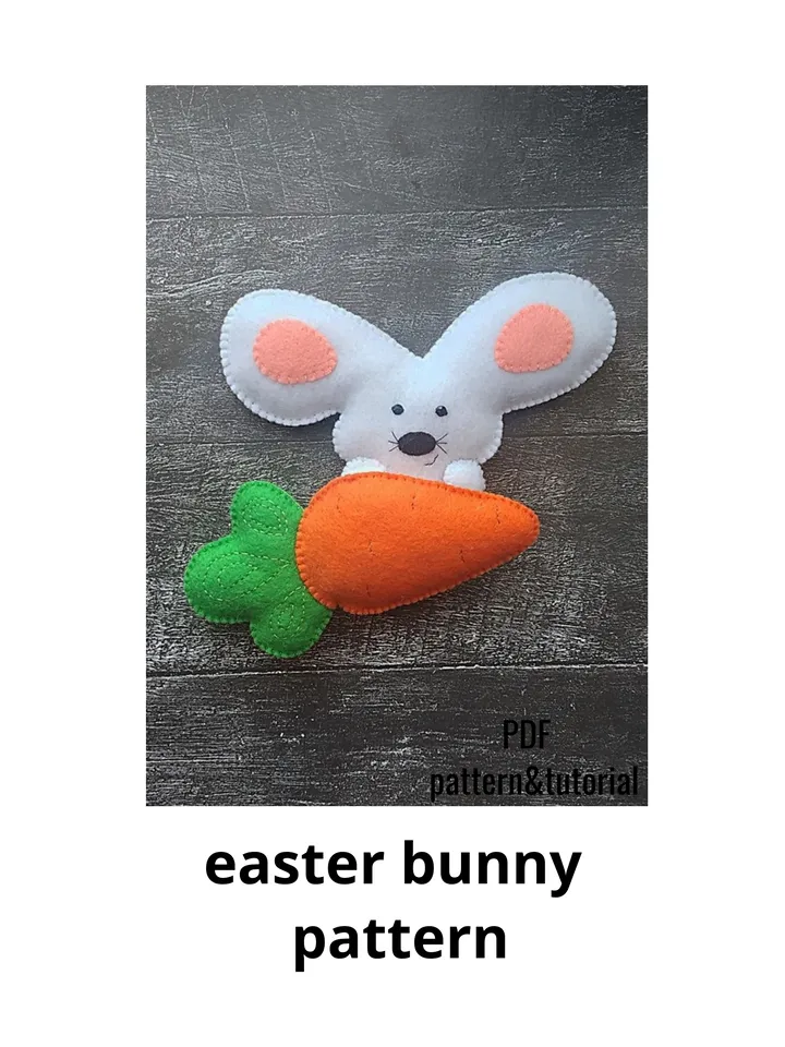 felt pattern, bunny pattern, Easter pattern, Easter bunny, bunny toy, plush sewing pattern, bunny ornament, Easter decor, Easter gift