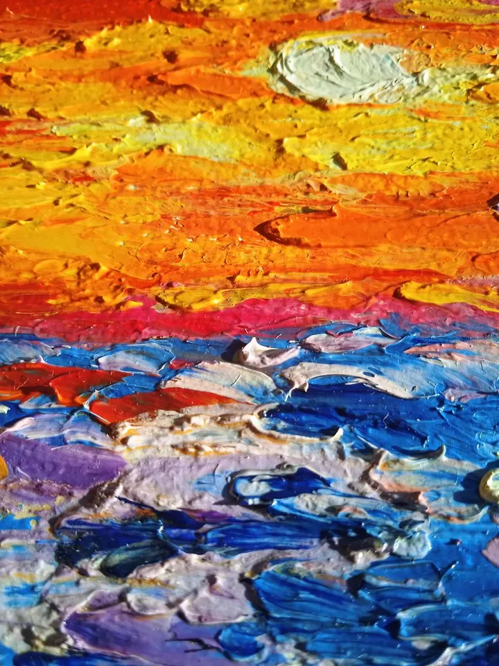 Abstract oil painting bright painting sea mood oil texture 15x20 cm