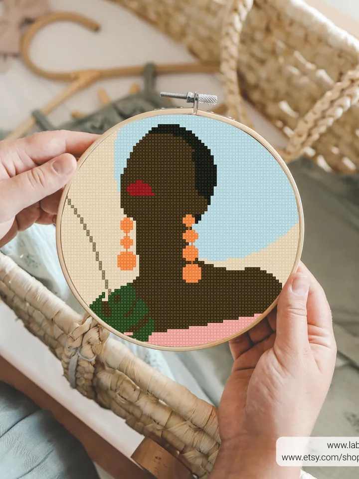 Boho Style woman set cross stitch pattern, Floral, nature, girl, home decor, counted, chart, gift DIY, embroidery, beginner, instant PDF